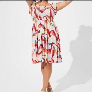 Torrid Mini Supersoft Abstract Print Dress With Smocked Bodice Size 2X